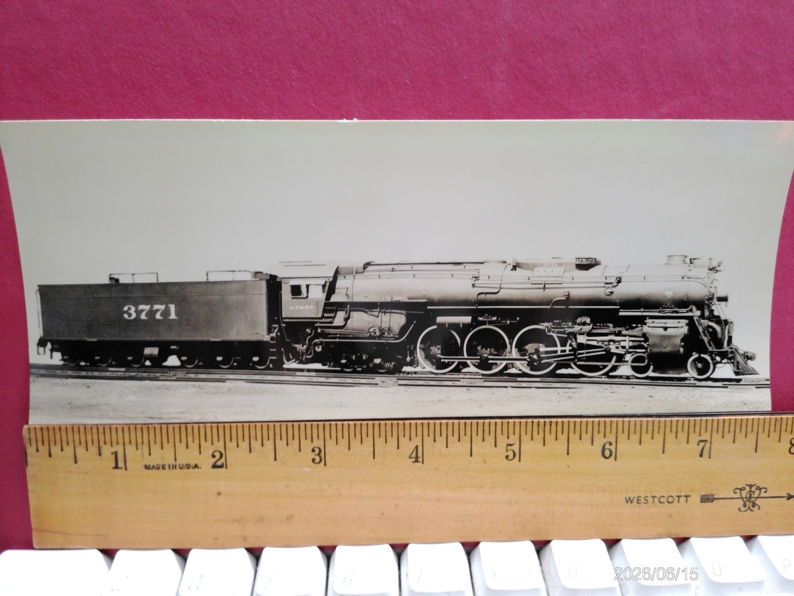 AT&SF RAILROAD ORIG BLUEPRINT DATA DIAGRAM BUILDER PHOTO 4-8-4 LOCOMOTIVE #3776