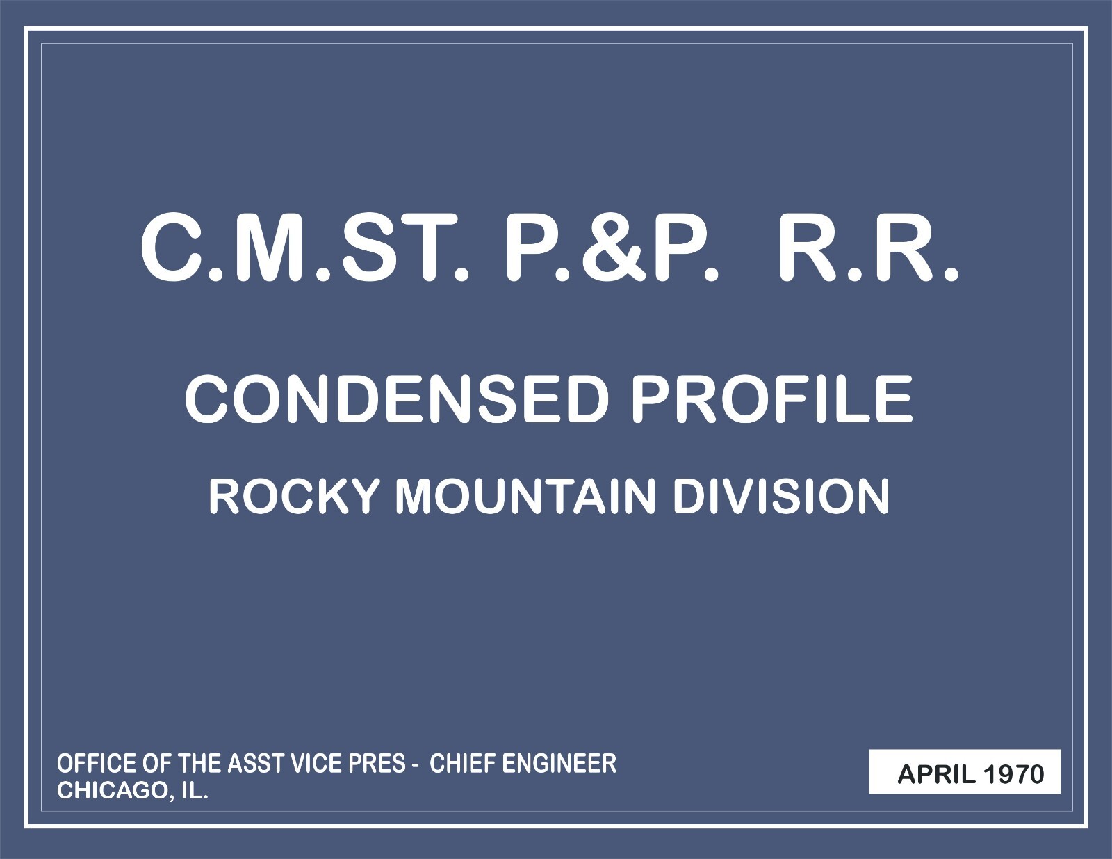 Milwaukee Road CMStP&P 1970 Rocky Mtn.Division Condensed Profile PDF Pgs on DVD