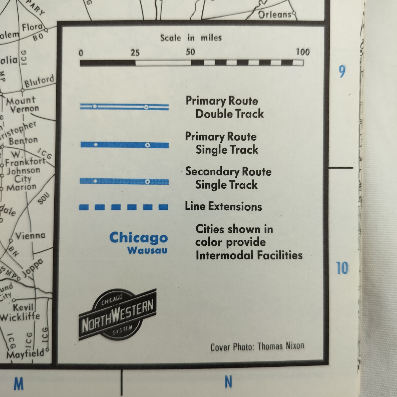 CHICAGO AND NORTHWESTERN TRANSPORTATION COMPANY SYSTEM MAP 1985 Railroad