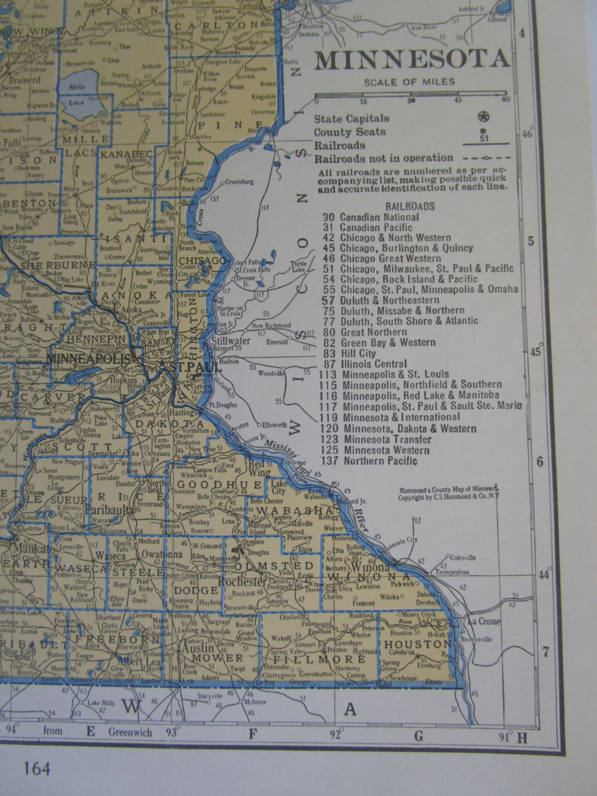 MI MN 1934 MICHIGAN RAILROAD Map ACADIA & BETSEY RIVER RR ~or~ MINNESOTA