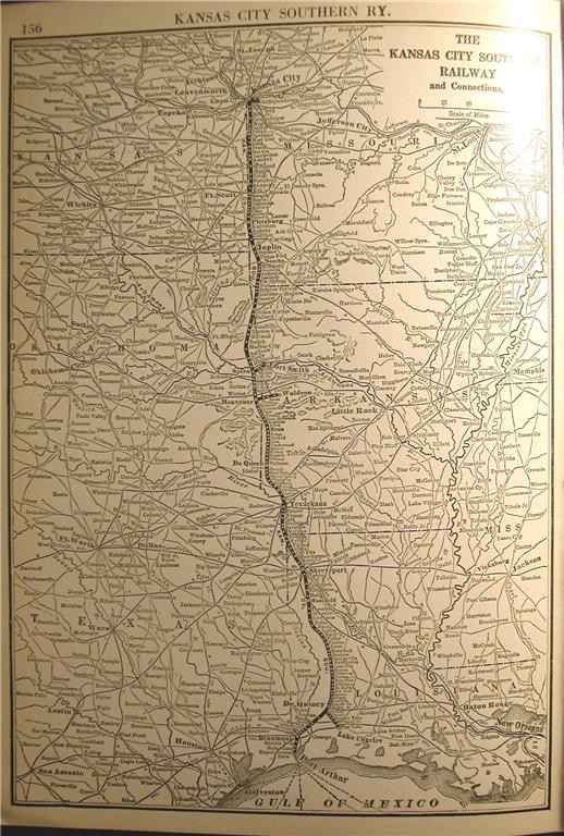 1925 KANSAS CITY SOUTHERN RAILRWAY KCS RY SYSTEM MAP TEXAS DEPOT HISTORY