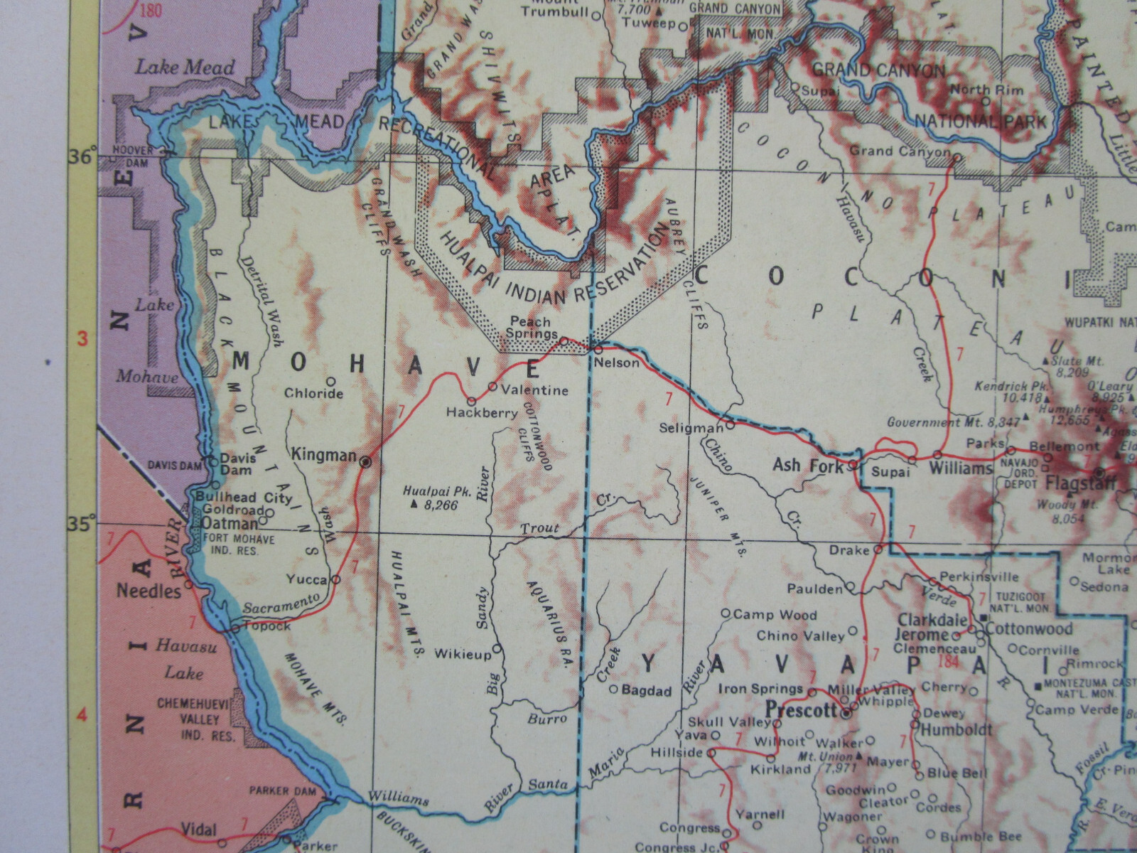 AL AZ Vintage 1952 ALABAMA RAILROAD Map. CHATTAHOOCHEE VALLEY RR or ARIZONA