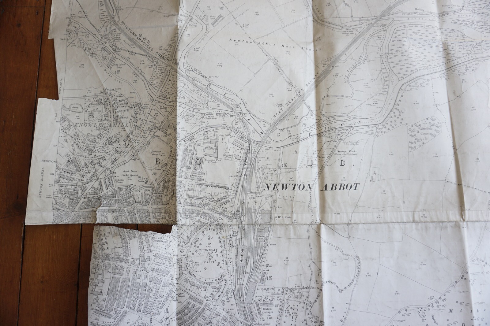 1905 Newton Abbot Torquay Branch Knowles Hill GWR Railway OS Railway Map