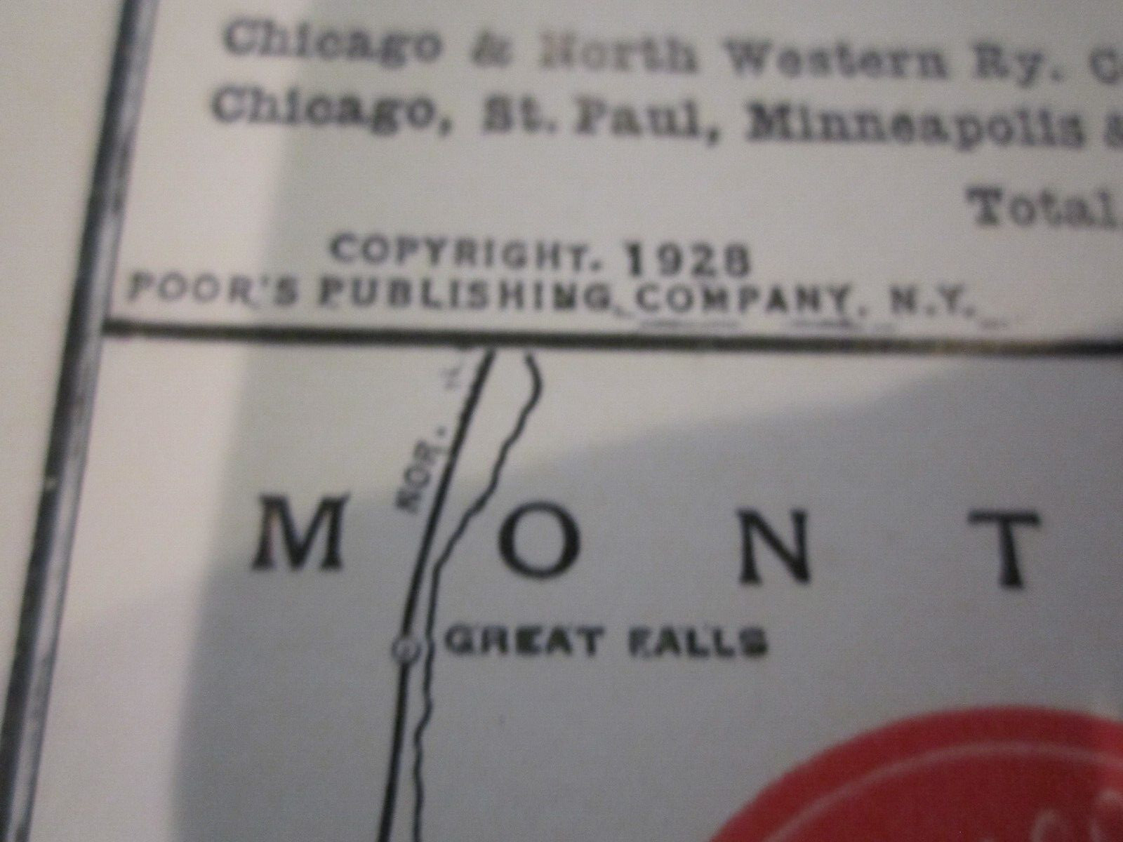 1928 MAP OF NORTH WESTERN & CHICAGO UNION LINES- 17″ X 11″ – HEAVY STOCK PAPER