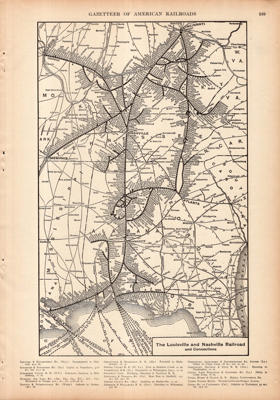 1911 Antique Louisville and Nashville Railroad Map Vintage L&N Railway Map 2843