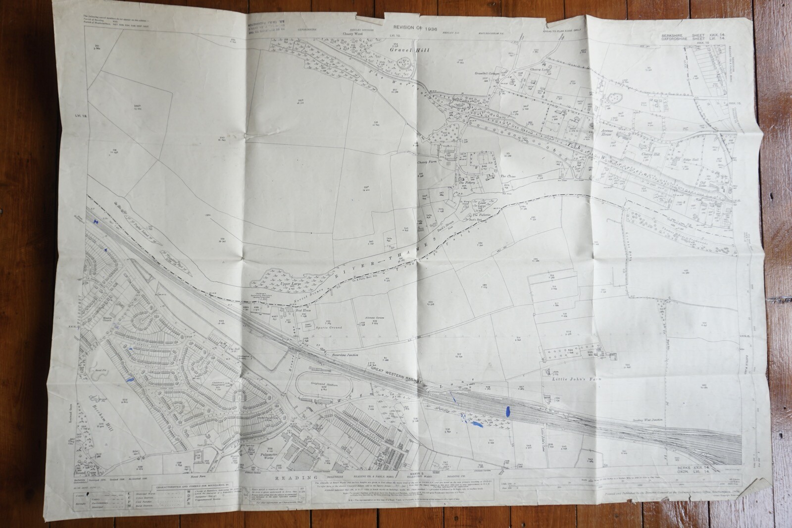 1936 Gravel Hill Beecham Hill Reading GWR Great Western Railway OS Railway Map