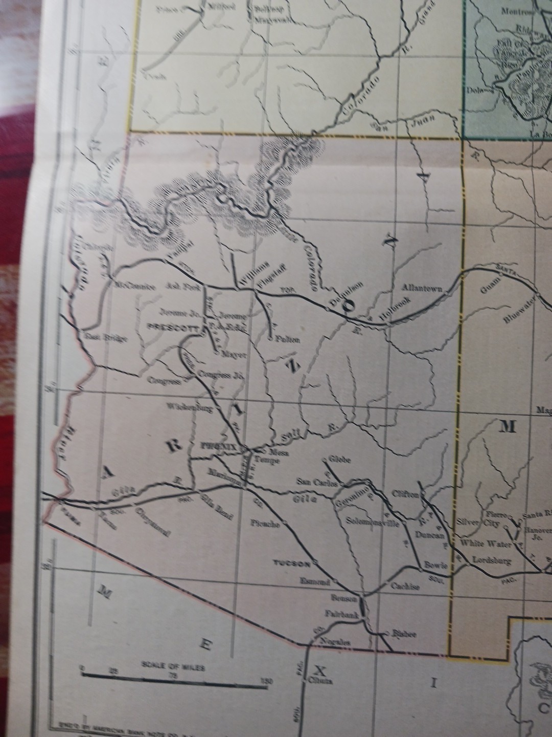 1901 Railroad Map Utah Colorado Arizona New Mexico all Train Route Lines 9×11″