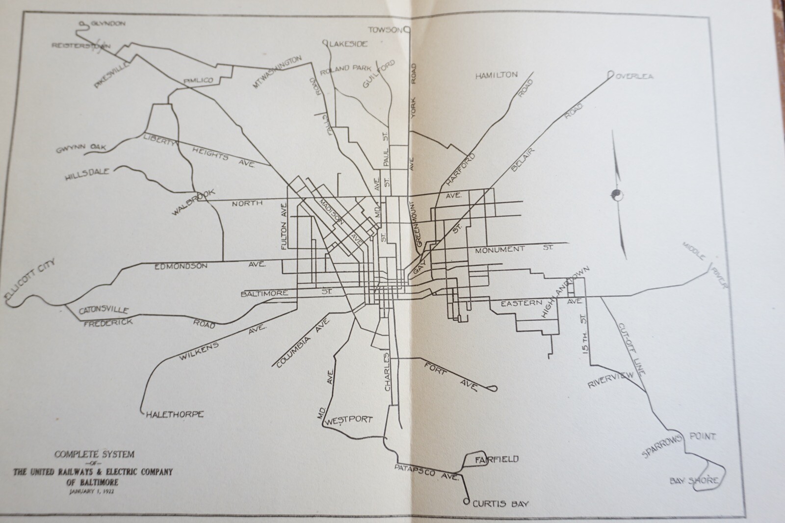 1922 Baltimore Railway Railroad System Map USA