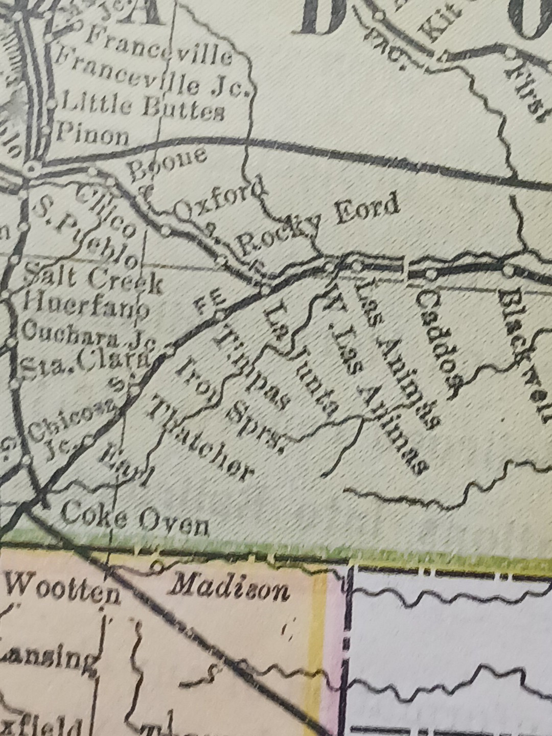 1897 Train Route Map ARIZONA Colorado UTAH New Mexico all Railroad Lines 9×11″