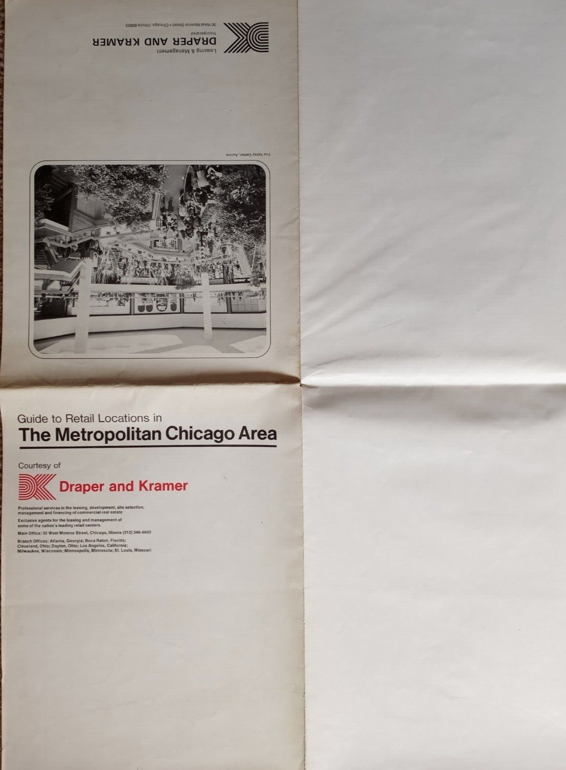 NEAR MINT 48 X 36 inch vintage 1975 map Metropolitan CHICAGO Draper & Kramer