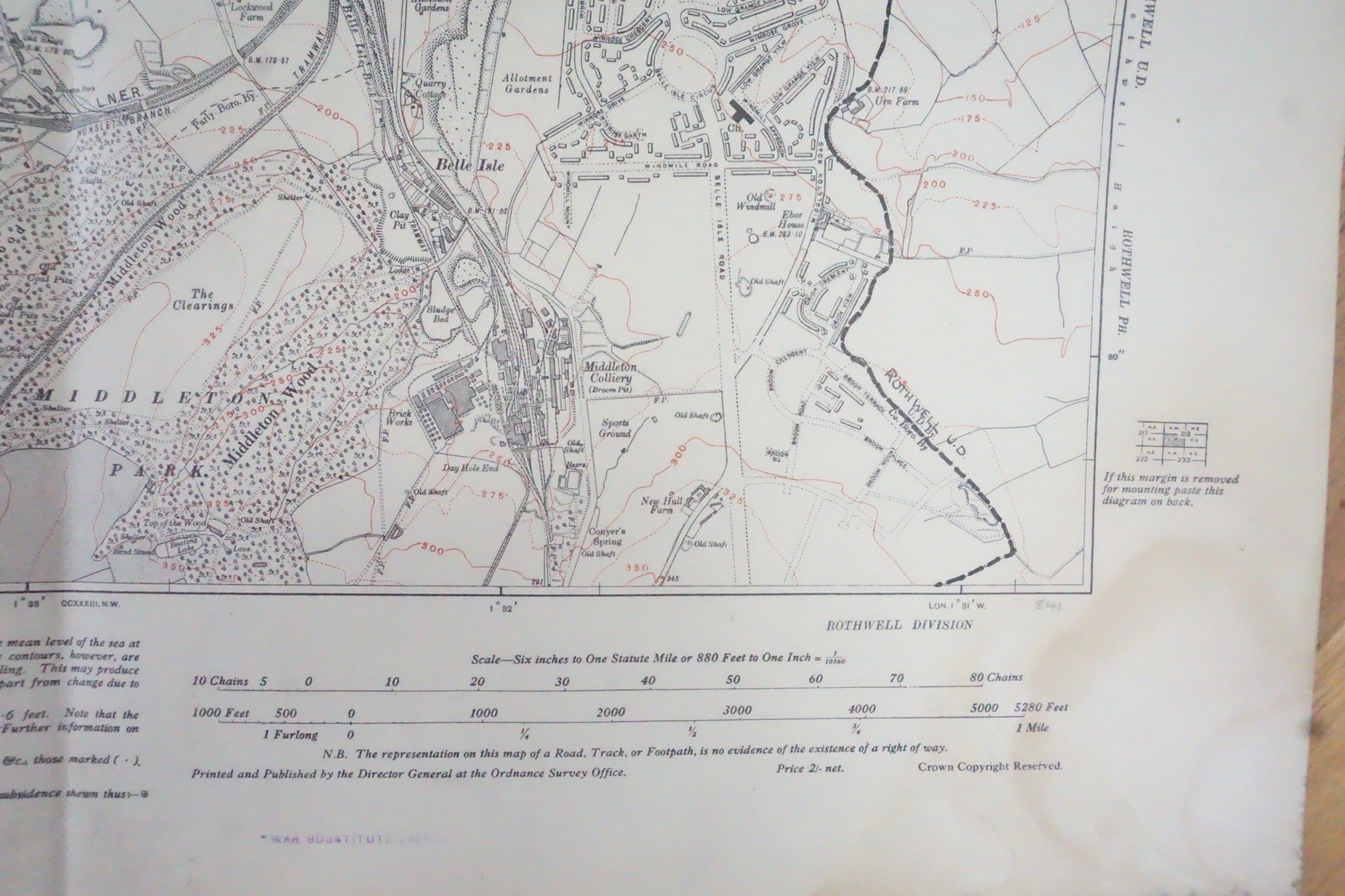 1938 Middleton Churwell Beeston Yorkshire LMS LNER Railway OS Linen Map Ref 57 *