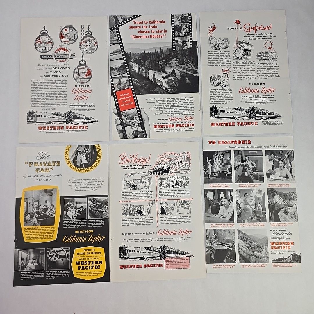 Railroads & Trains Print Ads 1950s Union Northern Southern Pacific Budd Western