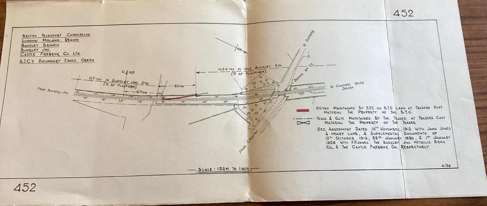 LONDON MIDLAND REGION RAILWAY BUCKLEY BRANCH engineers Plan~20.5cm X 47cm