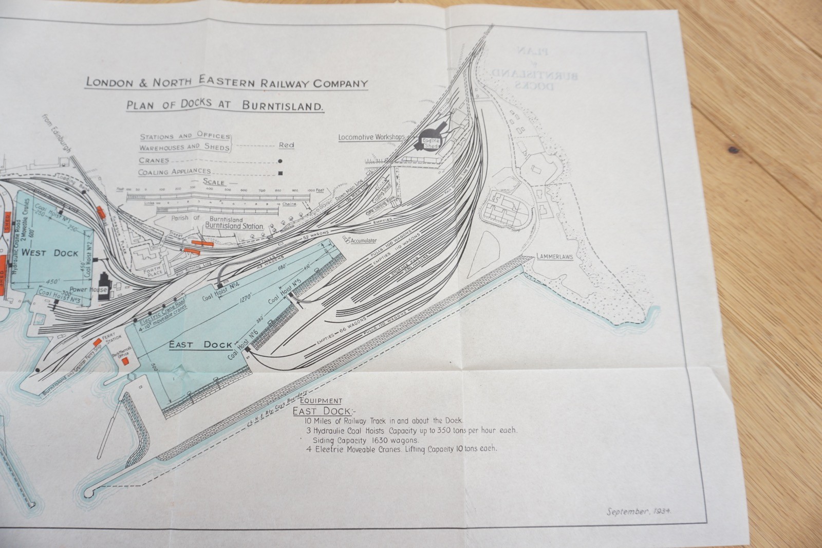 1934 LNER Burntisland Docks Railway Plan Map