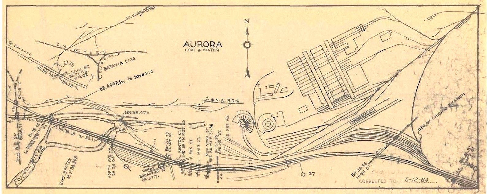 CB & Q RR Burlington Route1967 Chicago-Aurora Line Track Chart PDF Pages on DVD