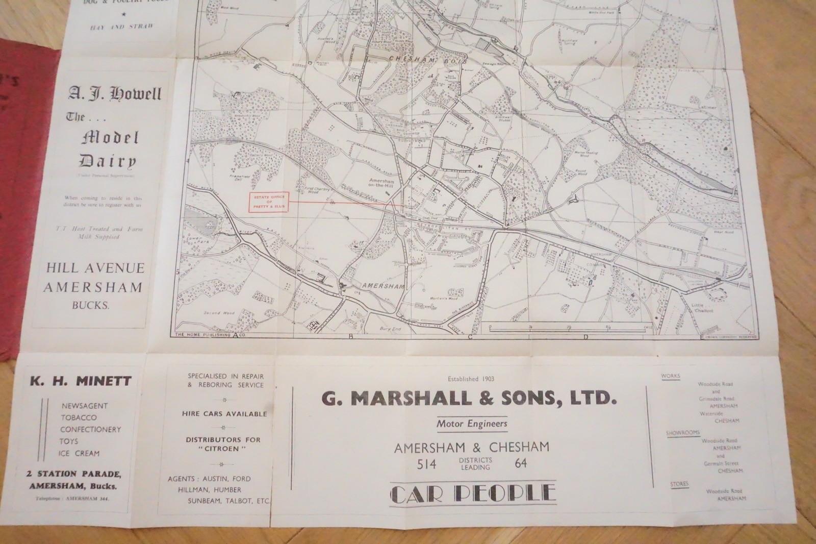 c1930s Chesham Amersham & District Railway Map