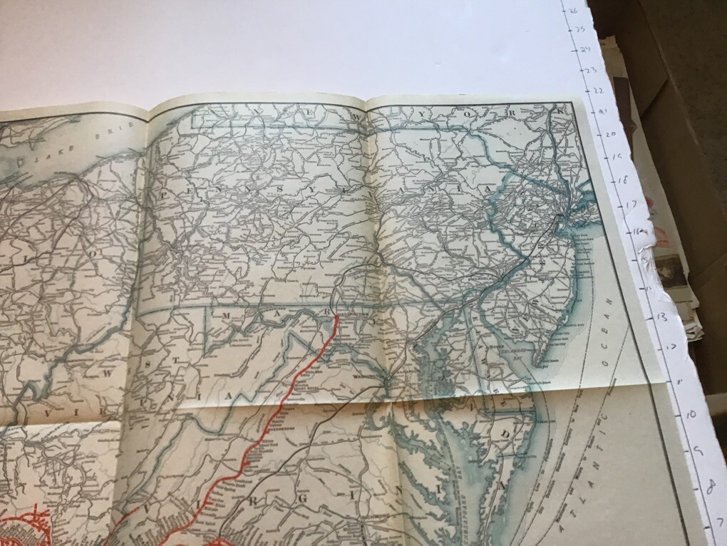 vintage railroad map: 22×32″ NORFOLK & WESTERN Railway 1917