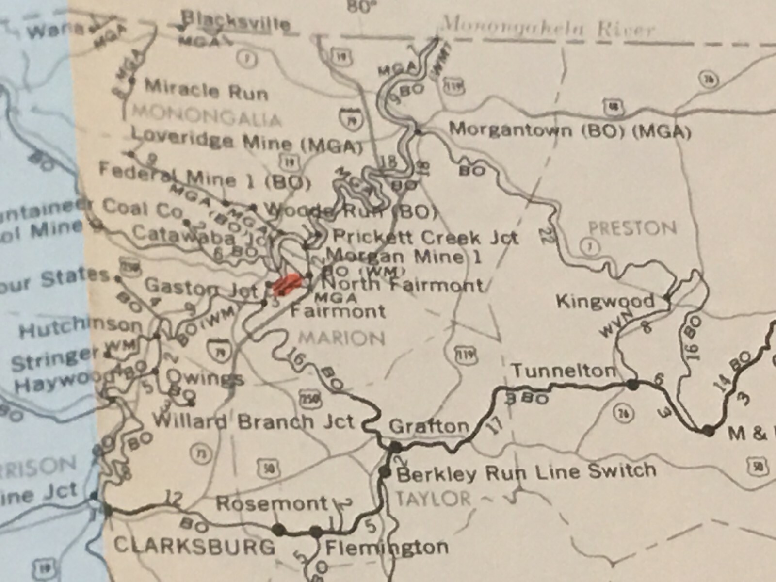 Vintage 1976 West Virginia Transportation Map●Federal Railroad Admin●11″x17″