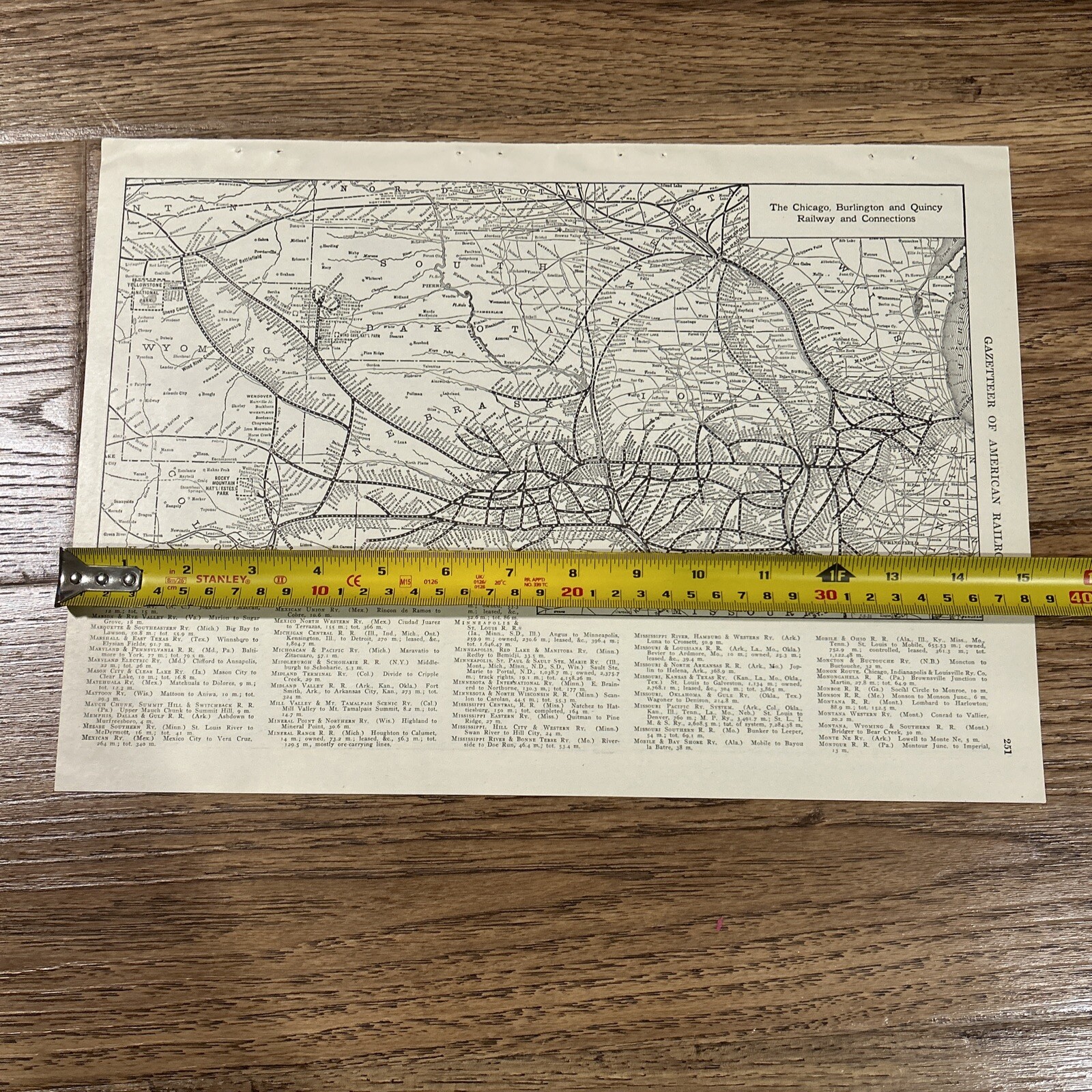 Antique 1917 Map Of The Chicago, Burlington & Quincy Railway System 15×11 Inches