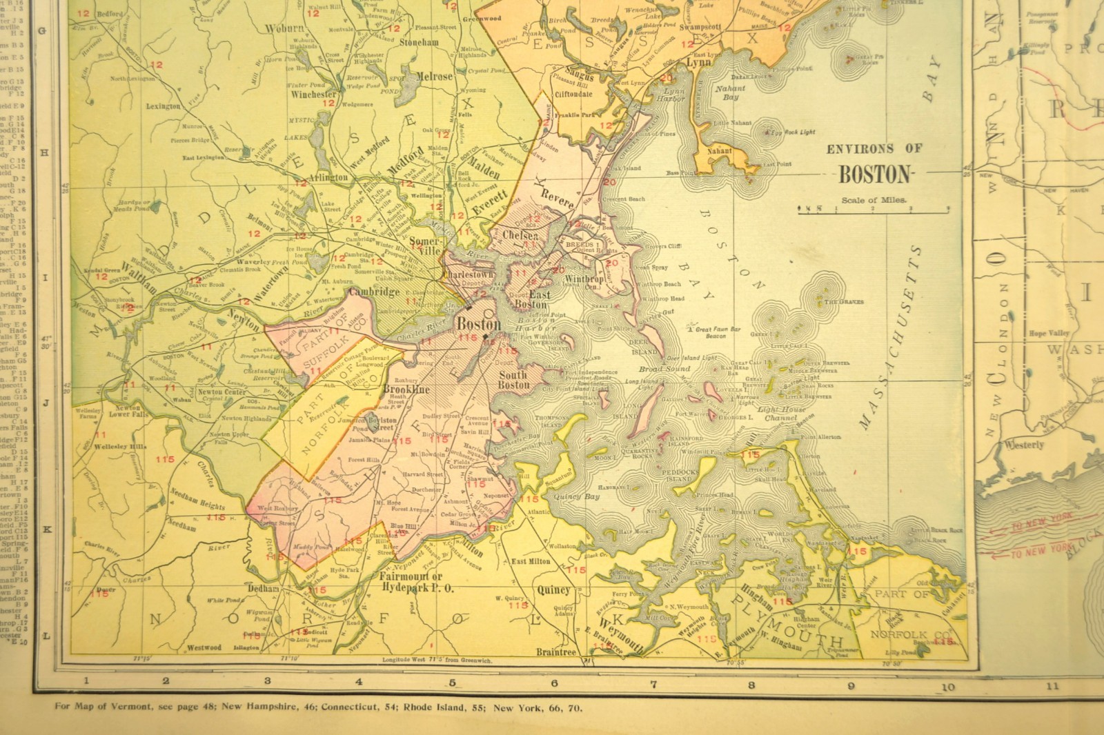 1911 Antique Map of Massachusetts Railroad Map ORIGINAL Atlas Map B&M RR DATED