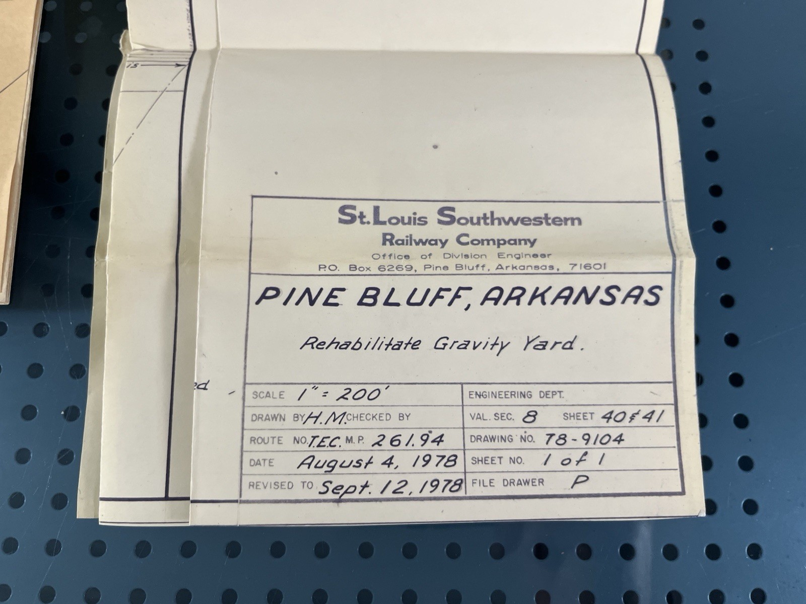 SSW Cotton Belt Railroad Yard Track Charts Pine Bluff, Arkansas 1978 2 Charts