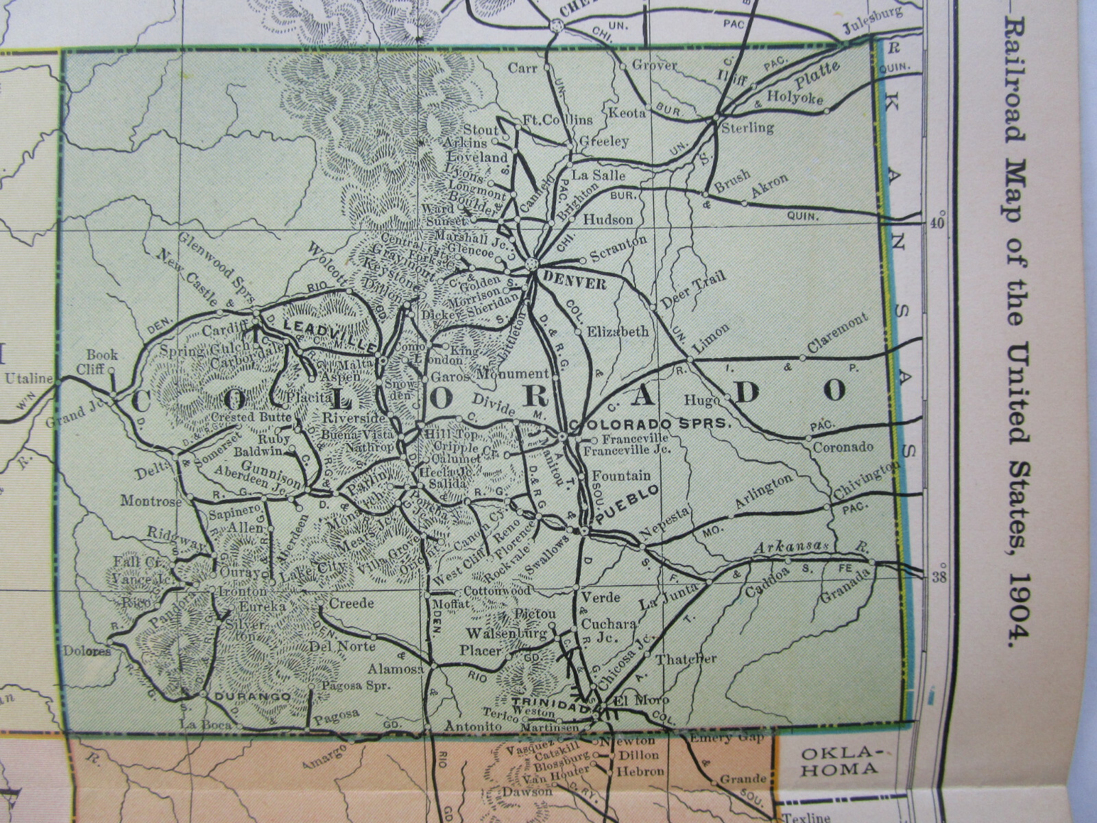 CO UT AZ NM DATED 1904 UTAH, COLORADO, NEW MEXICO, ARIZONA Poor’s Railroad Map