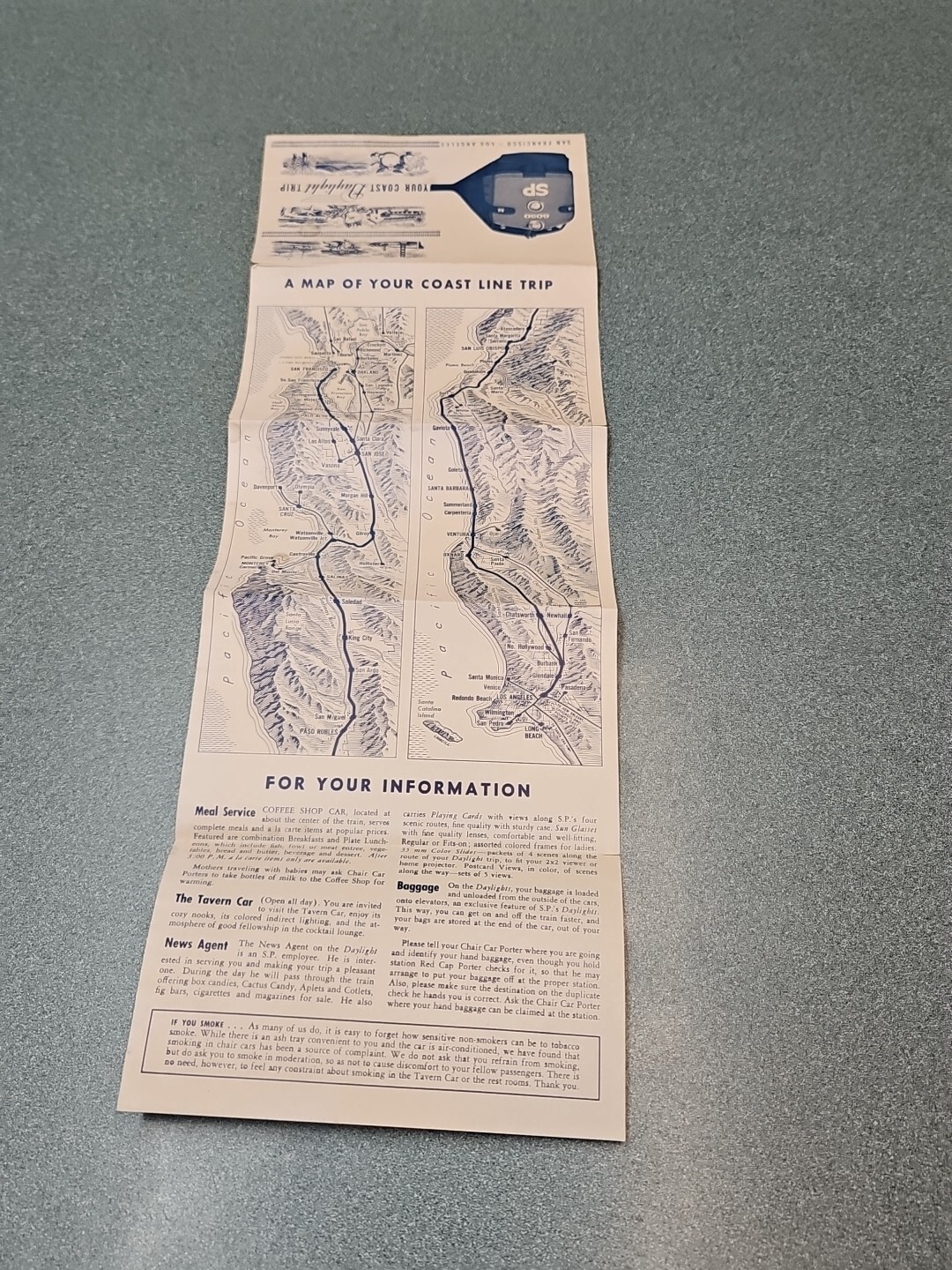 Southern Pacific Railroad Daylight Trip Map