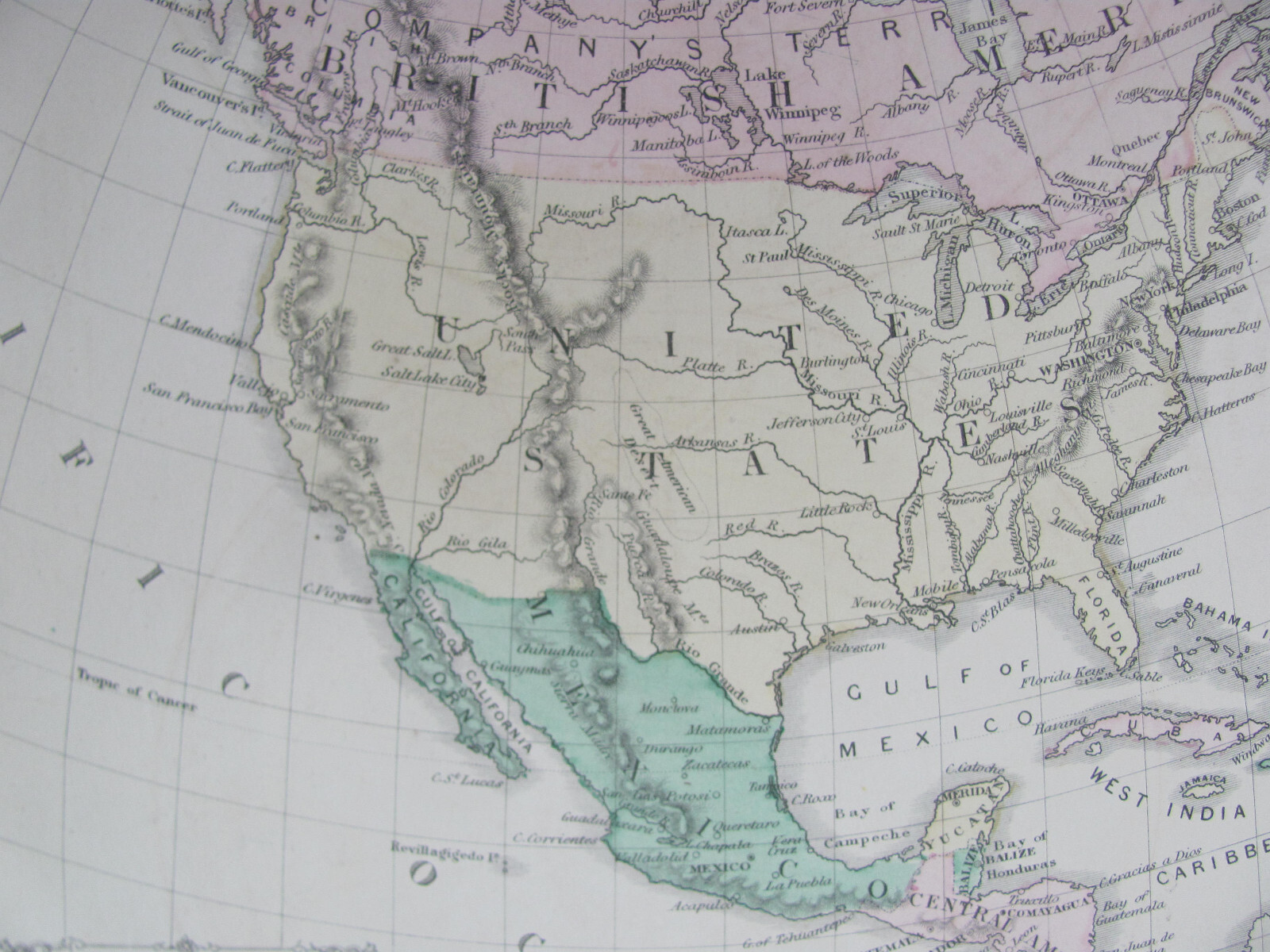 1855 NORTH AMERICA RUSSIAN ALASKA MEXICO BRITISH AMERICA CENTRAL AMERICA BAHAMAS