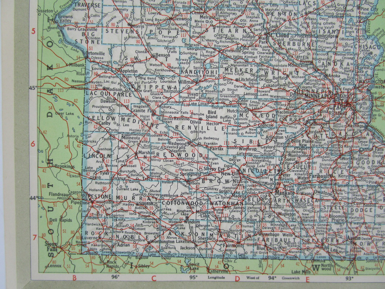 MN MI 1951 MINNESOTA RAILROAD Map DULUTH, SOUTH SHORE, & ATLANTIC RR or MICHIGAN
