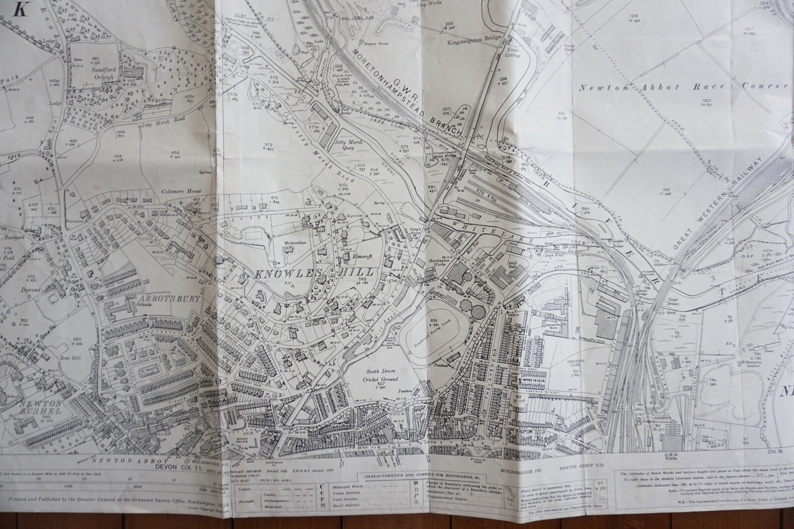 1936 Newton Abbot GWR Kingsteignton Highweek Railway OS Railway Map