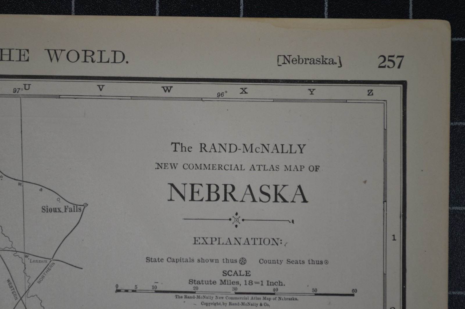 NEBRASKA – 1912 – RAND-McNALLY NEW COMMERCIAL ATLAS – SHOWS RAILROADS