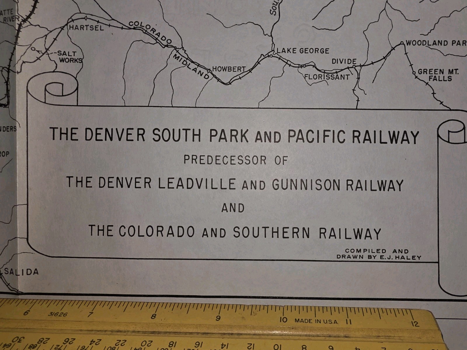 Original 1900s Map The Denver South Park & Pacific Railway By E. J. Haley