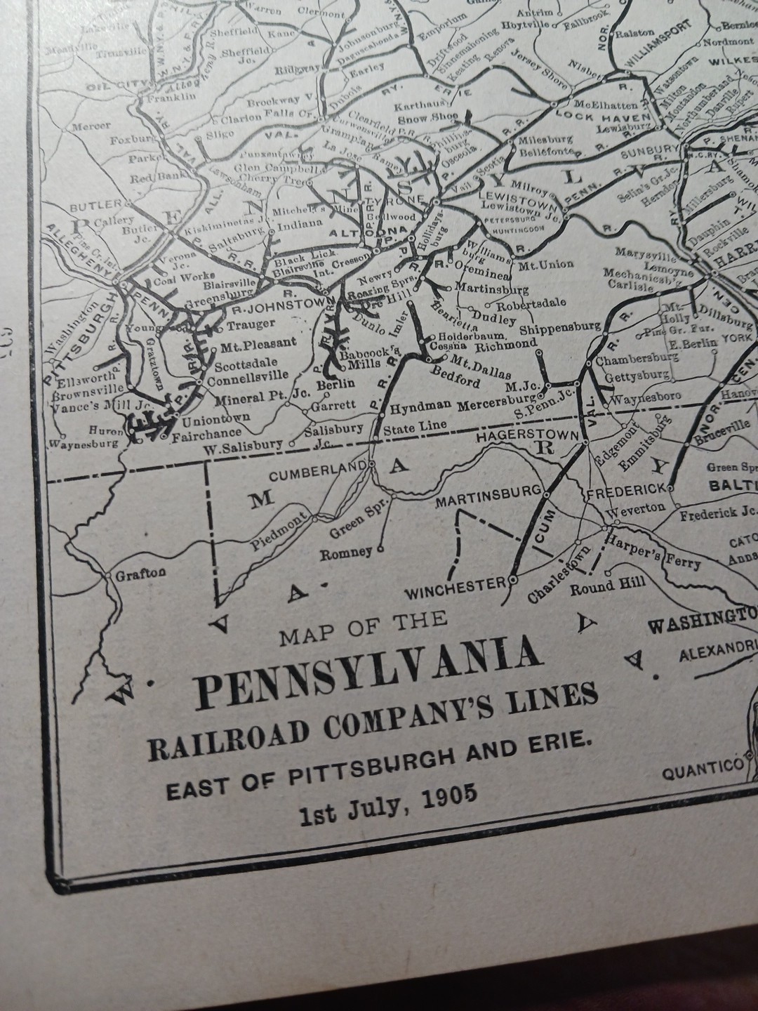 1905 Train Route Map PENNSYLVANIA RAILROAD All Lines East Of Pittsburgh