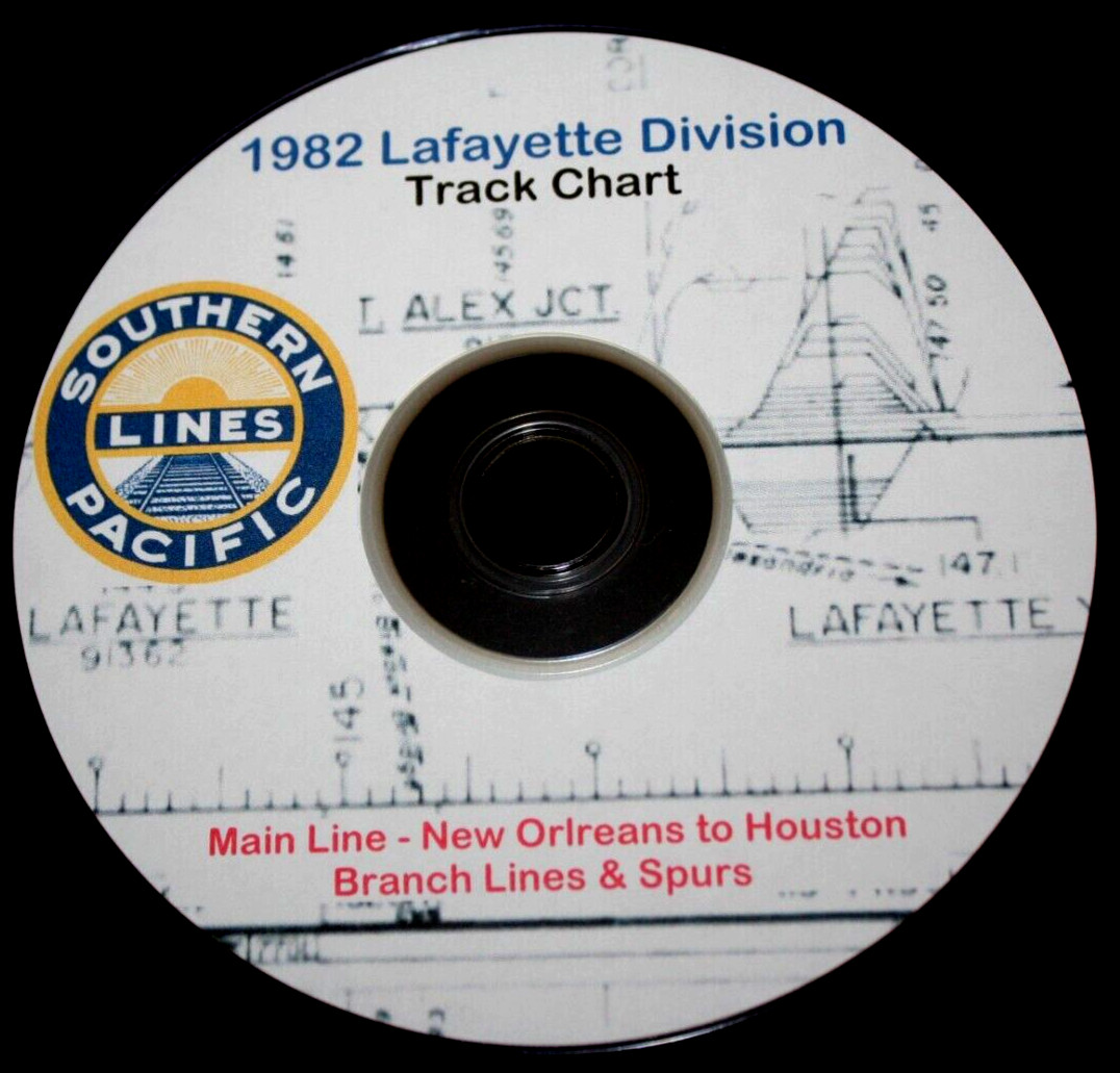 Southern Pacific RR 1982 Lafayette Division Track Chart PDF pages on DVD