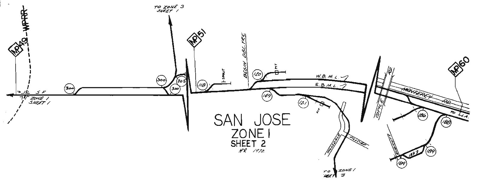 Southern Pacific RR 1972 San Jose Zones (1 to 10) S.P.I.N.S. PDF pages on DVD