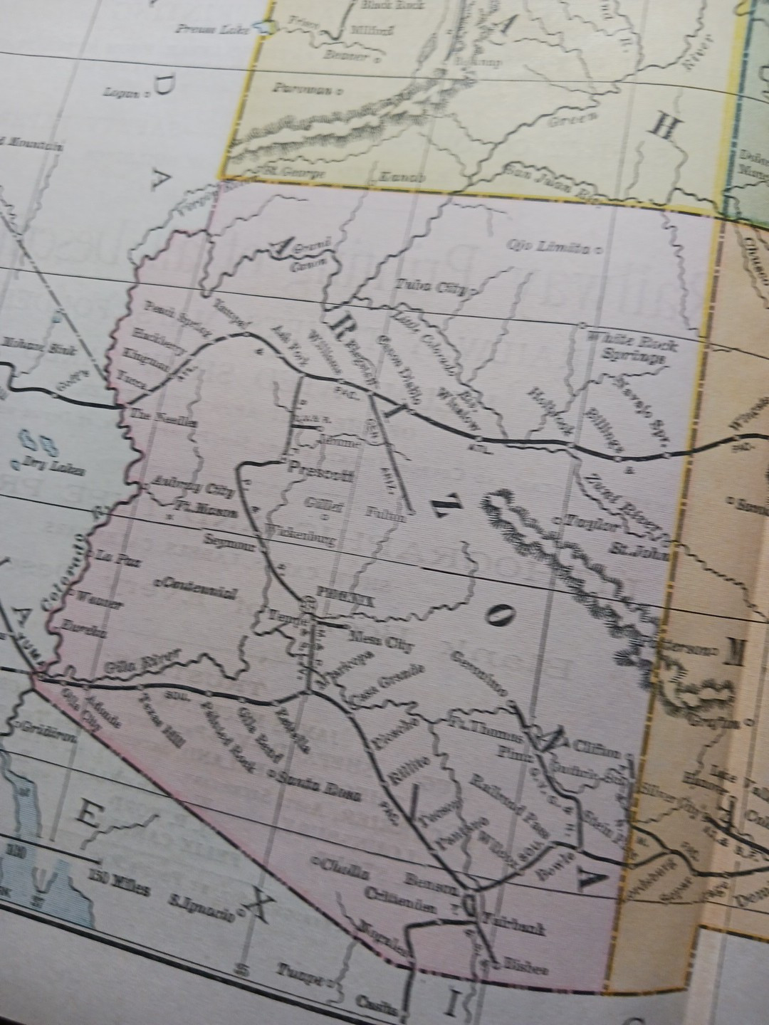 1897 Train Route Map ARIZONA Colorado UTAH New Mexico all Railroad Lines 9×11″