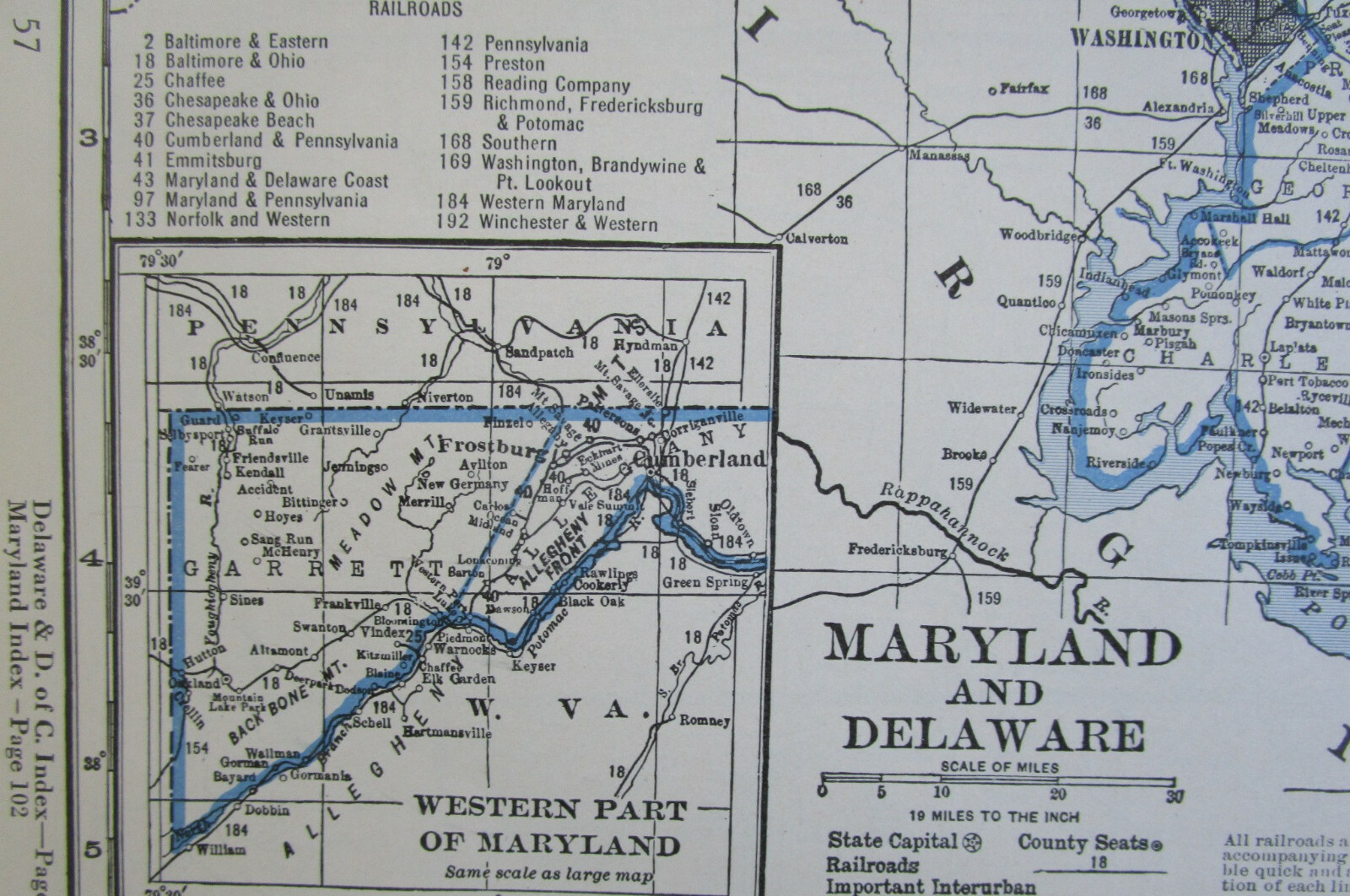 MD DE MA 1933 MARYLAND DELAWARE RAILROAD Map CHAFFEE RR ~or~ MASSACHUSETTS RI