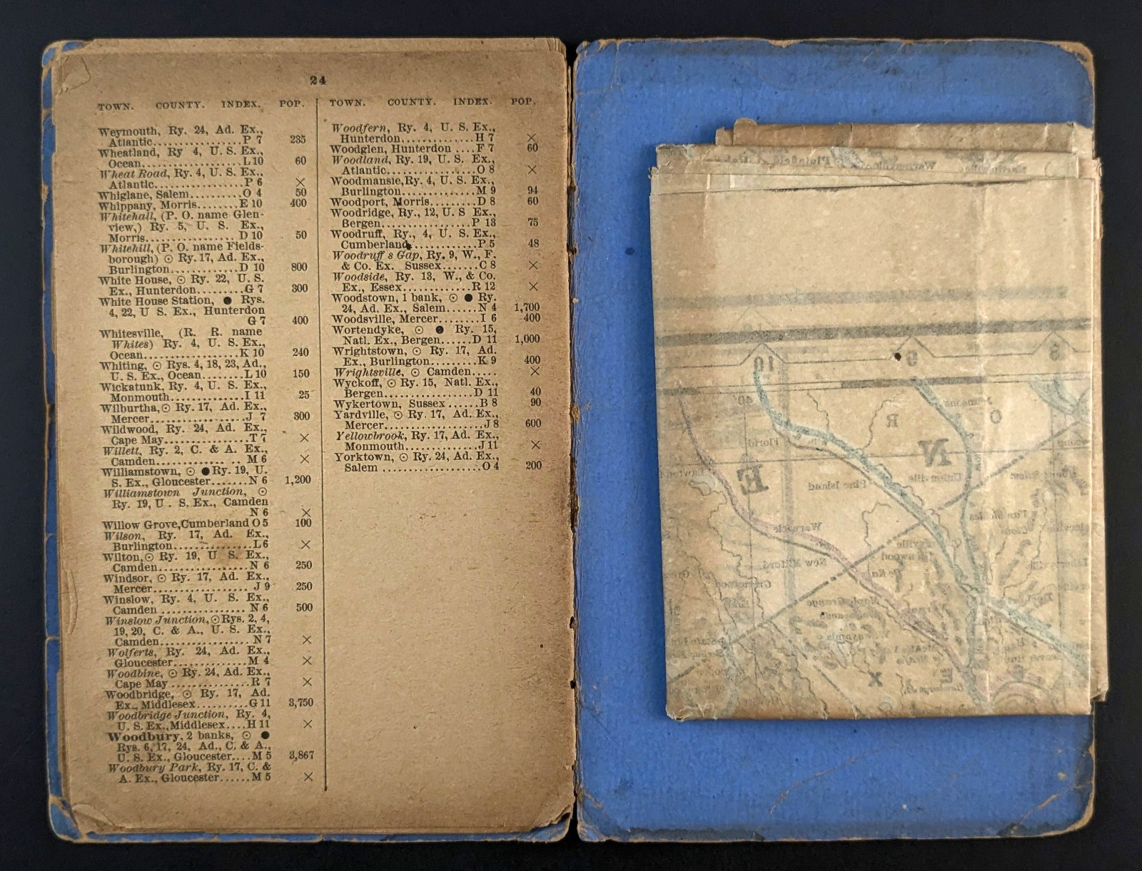 Cram’s Township And Railroad Map of New Jersey George F Cram Pocket Folder 1891