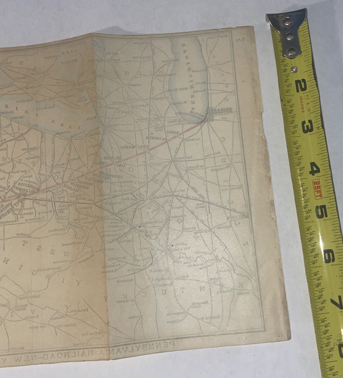 Vintage Railroad Map Penn Railroad New York To Chicago