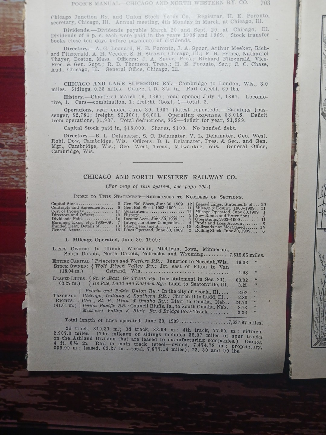 ~1910 Train Route Map + Report CHICAGO & NORTH WESTERN RAILWAY 8 Pages Railroad