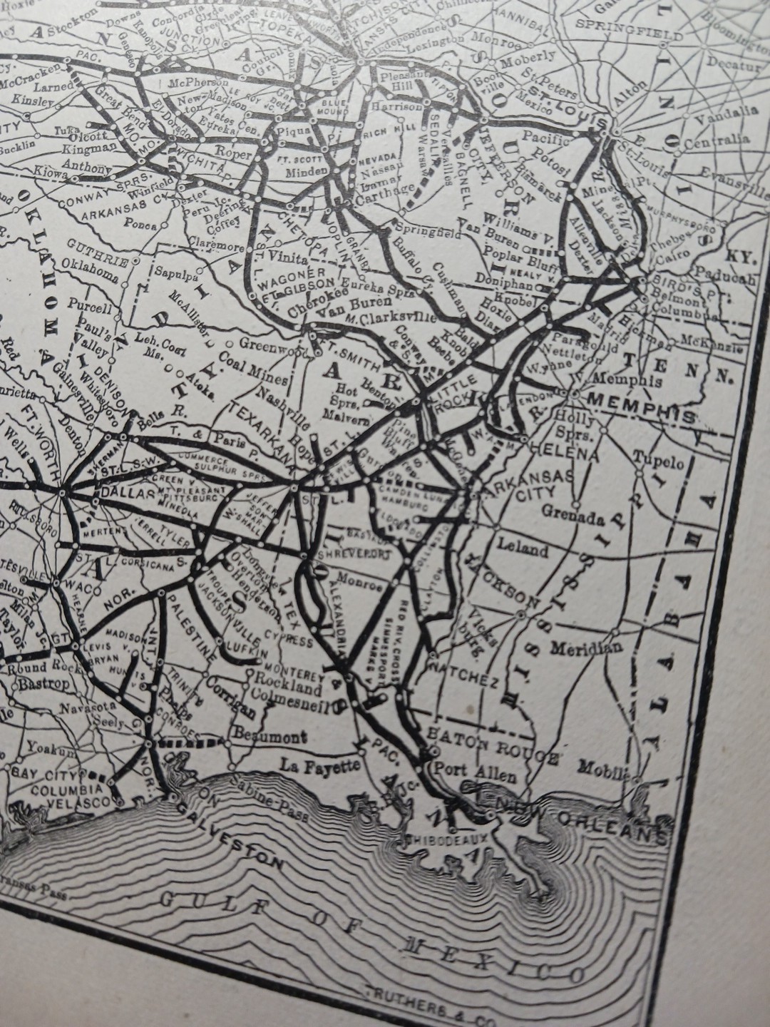 ~1904 Train Route Map MISSOURI PACIFIC RAILWAY Lines Great Northern Railroad