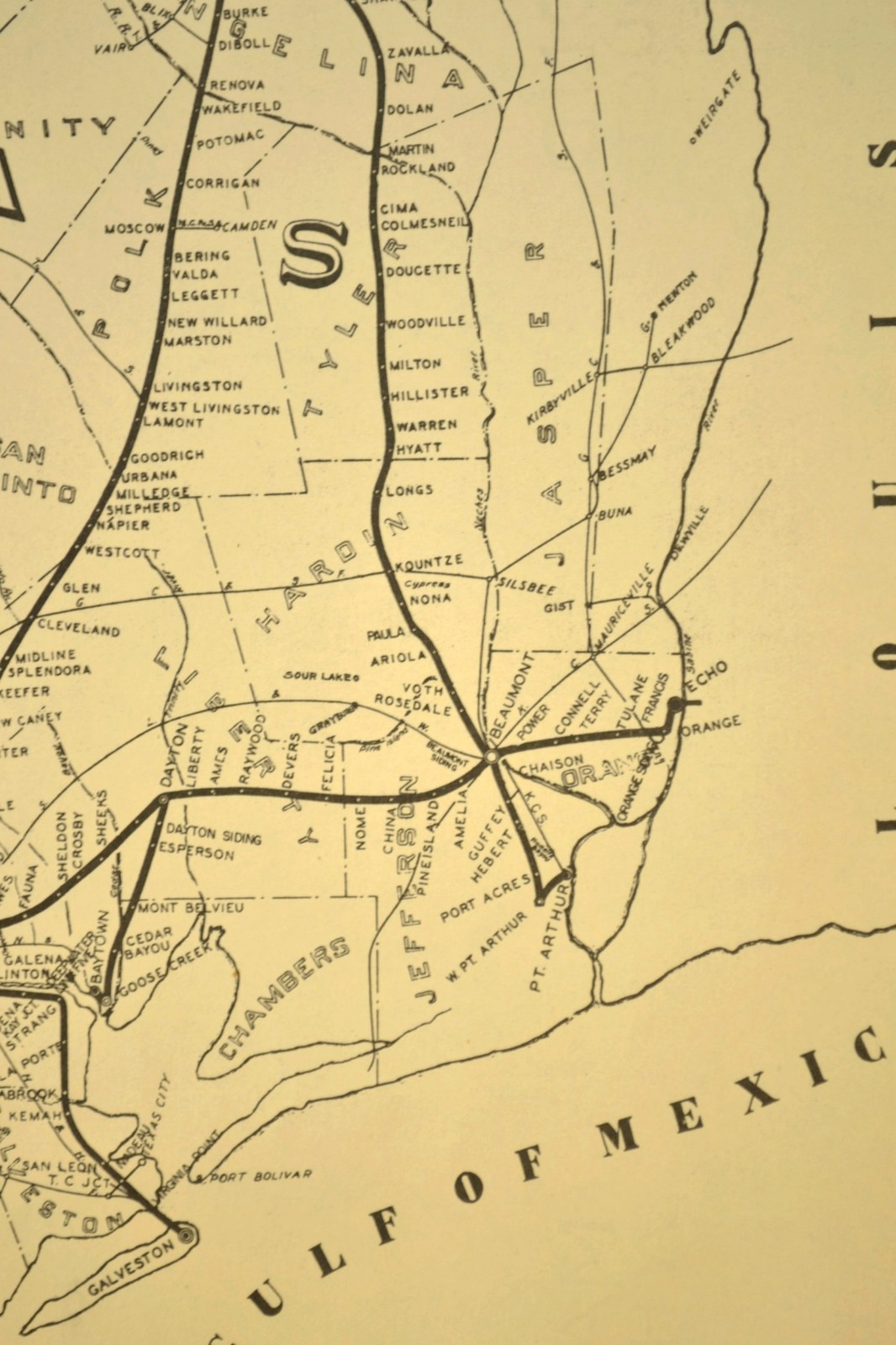 Southern Pacific Railroad Map Houston Division Sunset Route H&TC Railway