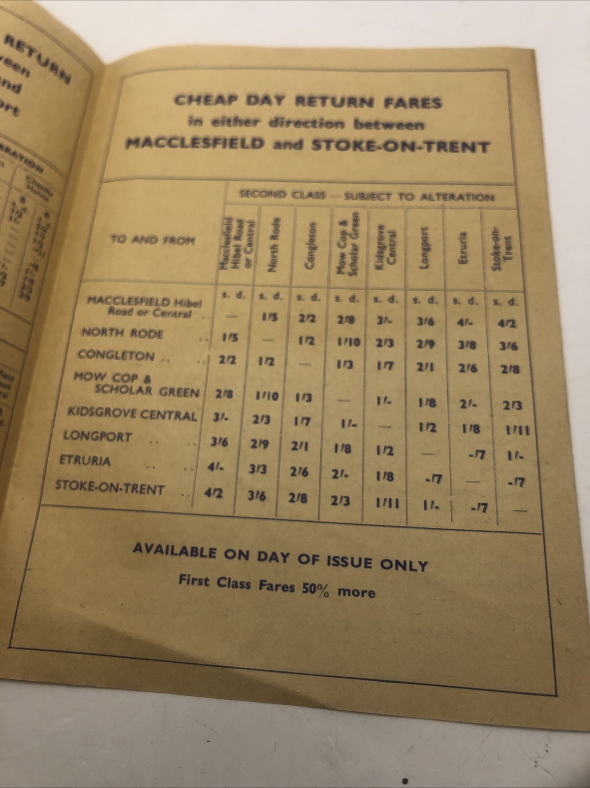 1960 British Railways Diesel Service Timetable Manchester , Picca , Macclesfield