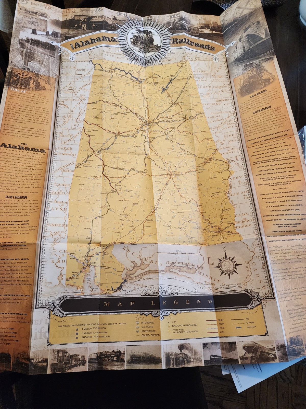 Huge Foldout 2001/02 Alabama Rail Map