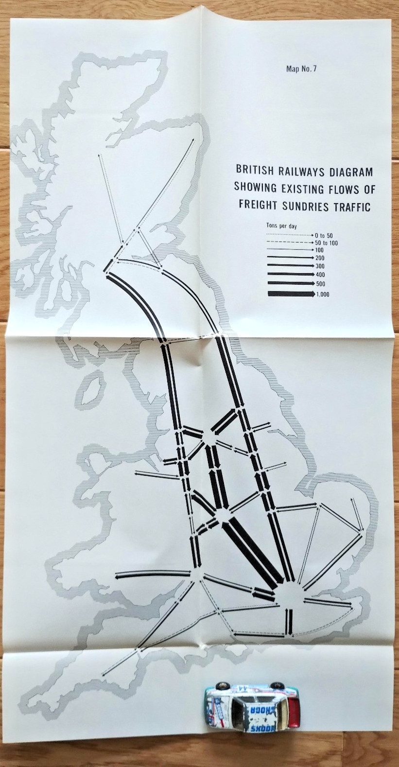Flows of Freight Sundries Traffic – Vintage 1963 British Railways Map