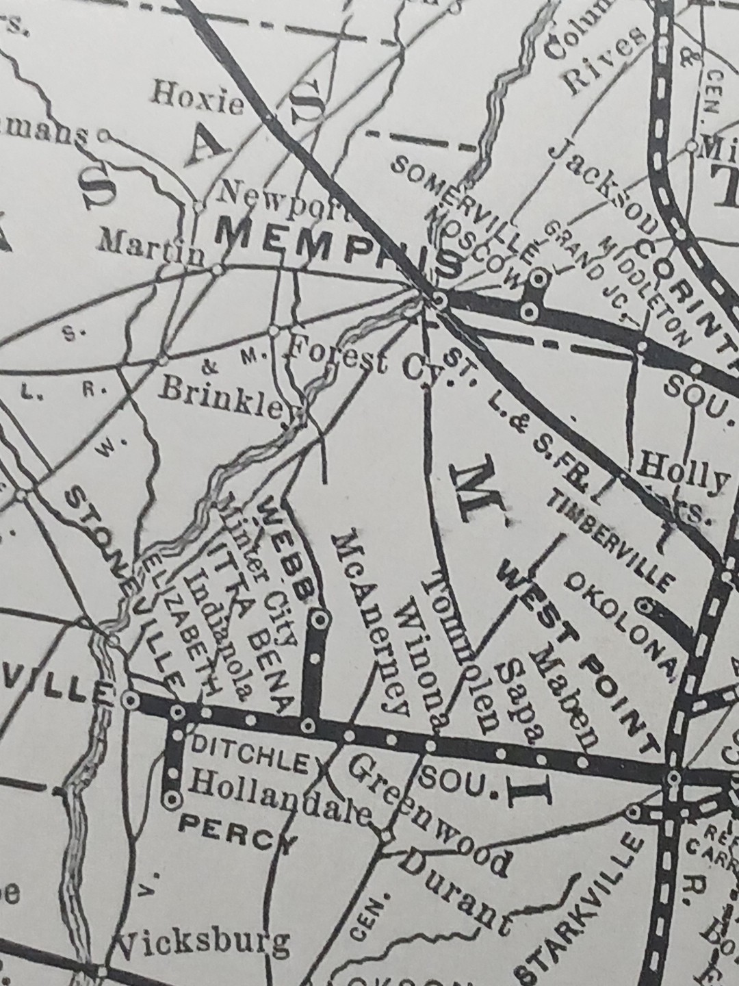 ~1904 dated Train Map SOUTHERN RAILWAY SYSTEM all Railroad Routes Stations 9×11″