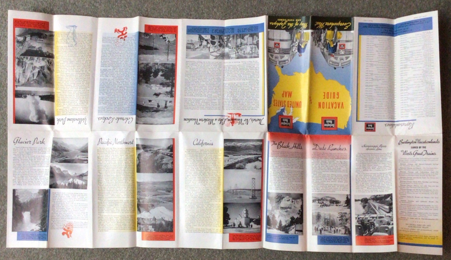 1960 Jan Burlington Route United States Map & Vacation Guide Way Of Zephyrs