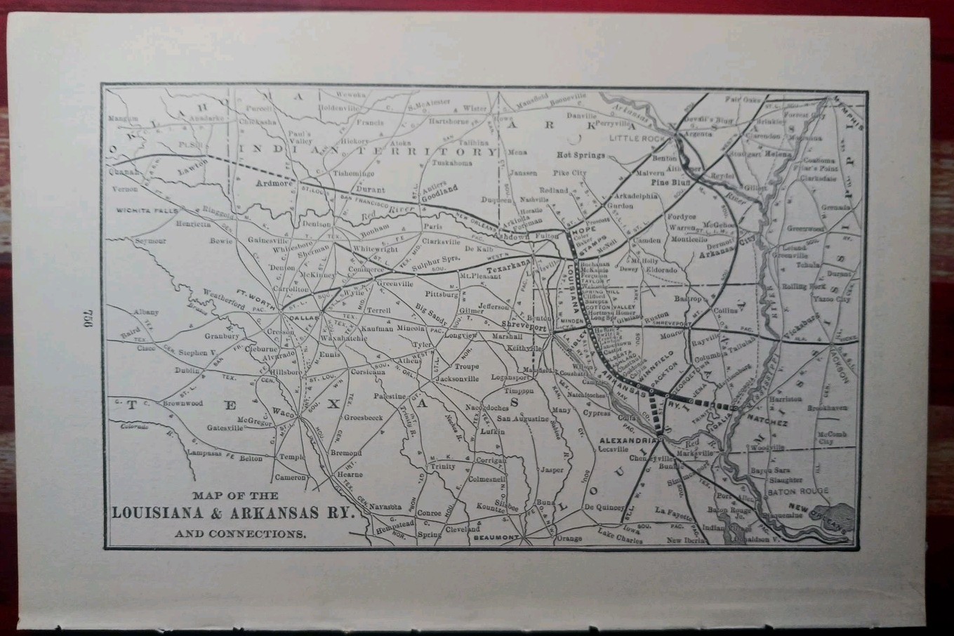 ~1904 Train Route Map LOUISIANA & ARKANSAS RAILWAY all railroad lines Stations
