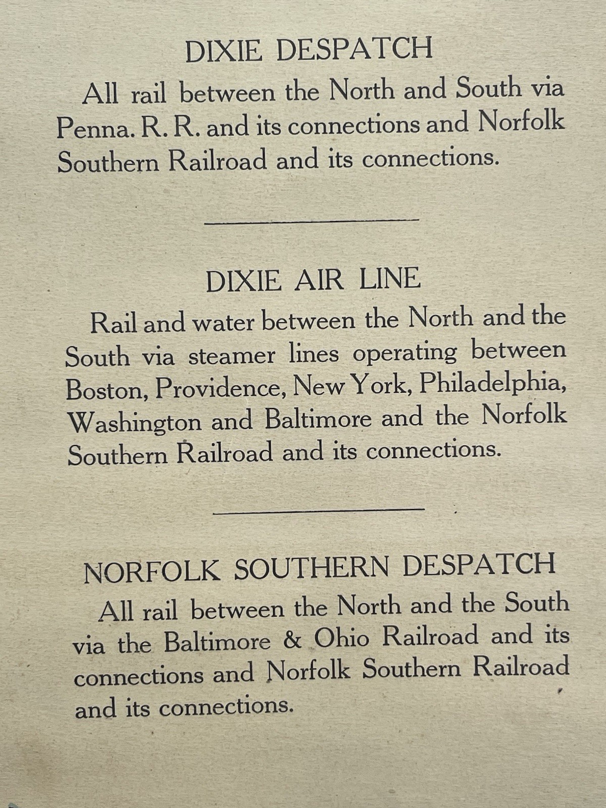Antique c. 1940s Norfolk Southern Railroad System Track Wall Map Dixie Air Line