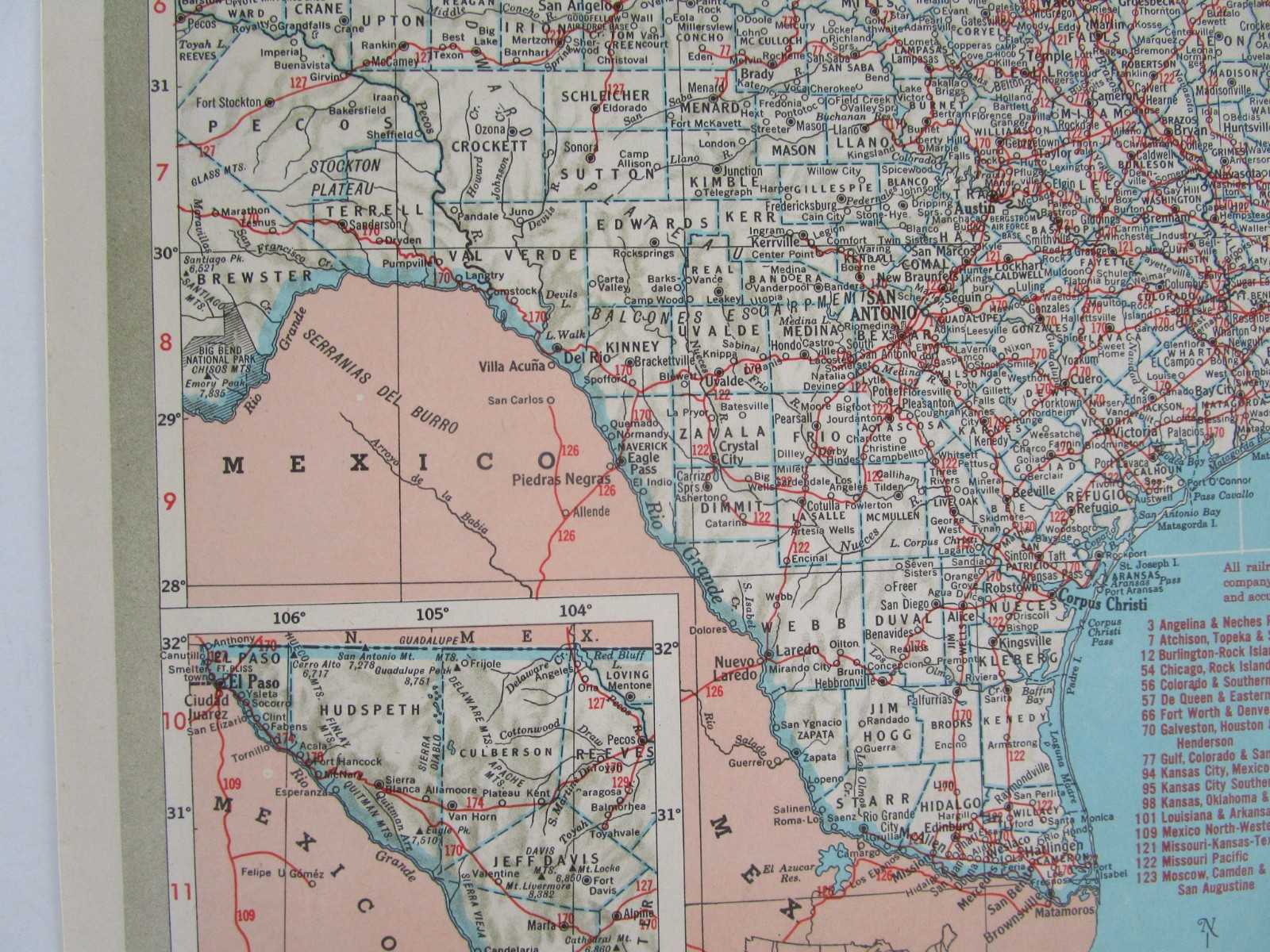 TX UT Vtg 1951 TEXAS RAILROAD Map. QUANAH ACME & PACIFIC RR ~or~ UTAH 1950s
